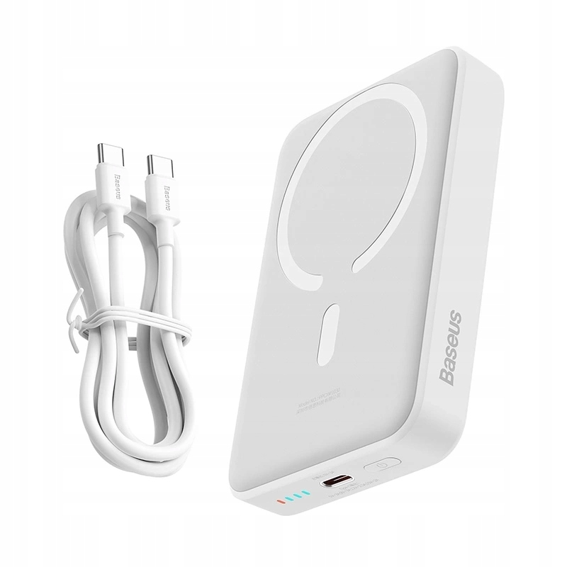 Batteria Esterna Wireless Baseus Magnetic Mini, 10000mAh, 30W, PD + FQI, 1 x QI - 1 x USB-C, Bianca PPCX110202