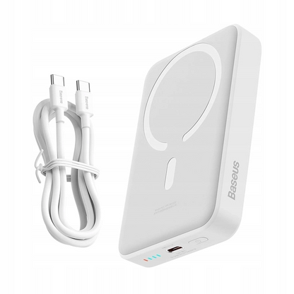 Batteria Esterna Wireless Baseus Magnetic Mini, 10000mAh, 30W, PD + FQI, 1 x QI - 1 x USB-C, Bianca PPCX110202