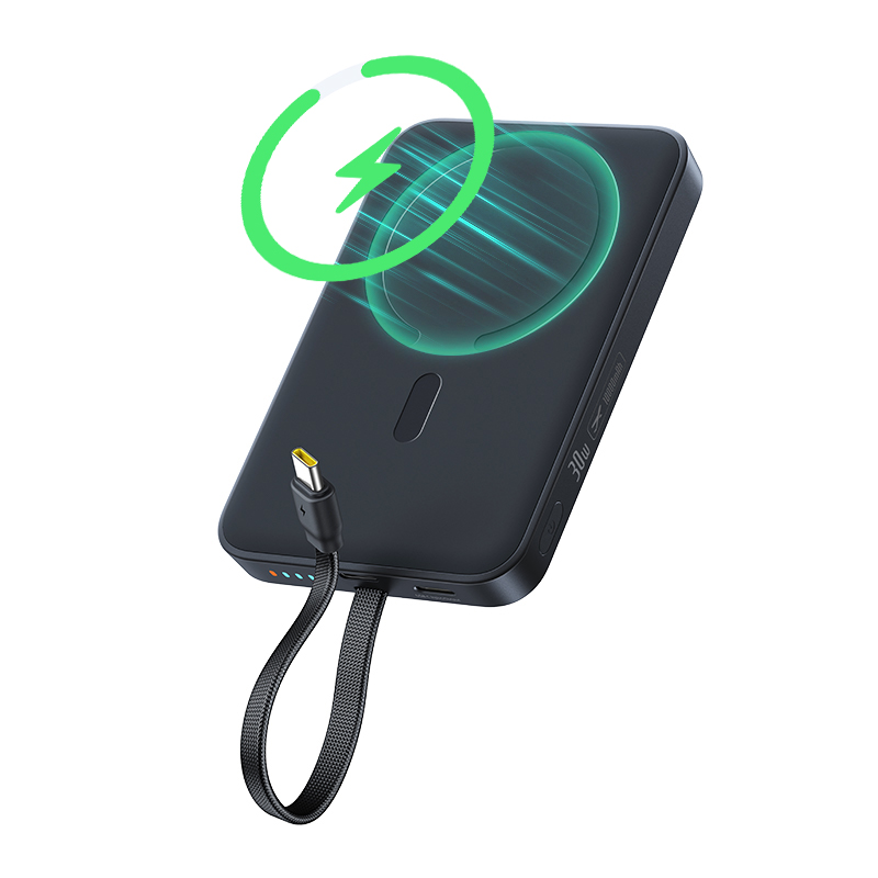 Baseus EnerFill FM11 Wireless Power Bank, 10000mAh, 30W, PD + FQI, 1 x QI - 2 x USB-C, Black E0028904