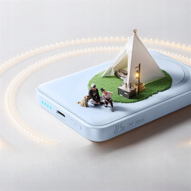 Batteria Esterna Wireless Baseus EnerFill FM11 Ultra-Mini, 10000mAh, 22.5W, PD + FQI, 1 x QI - 1 x USB-C, Blu P1008210E313-00