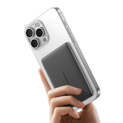 Batteria Esterna Wireless Baseus PicoGo AM41, 5000mAh, 20W, PD + FQI, 1 x QI - 1 x USB-C, Nera