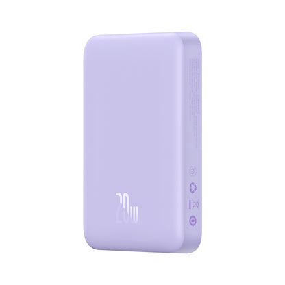 Baseus Magnetic Mini Wireless External Battery, 10000mAh, 20W, PD + FQI, 1 x QI - 1 x USB-C, Purple PPCX110105