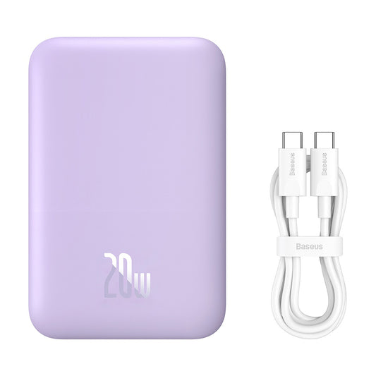 Batteria Esterna Wireless Baseus Mini Air, 6000mAh, 20W, PD + FQI, 1 x QI - 1 x USB-C, Viola P10059002513-00