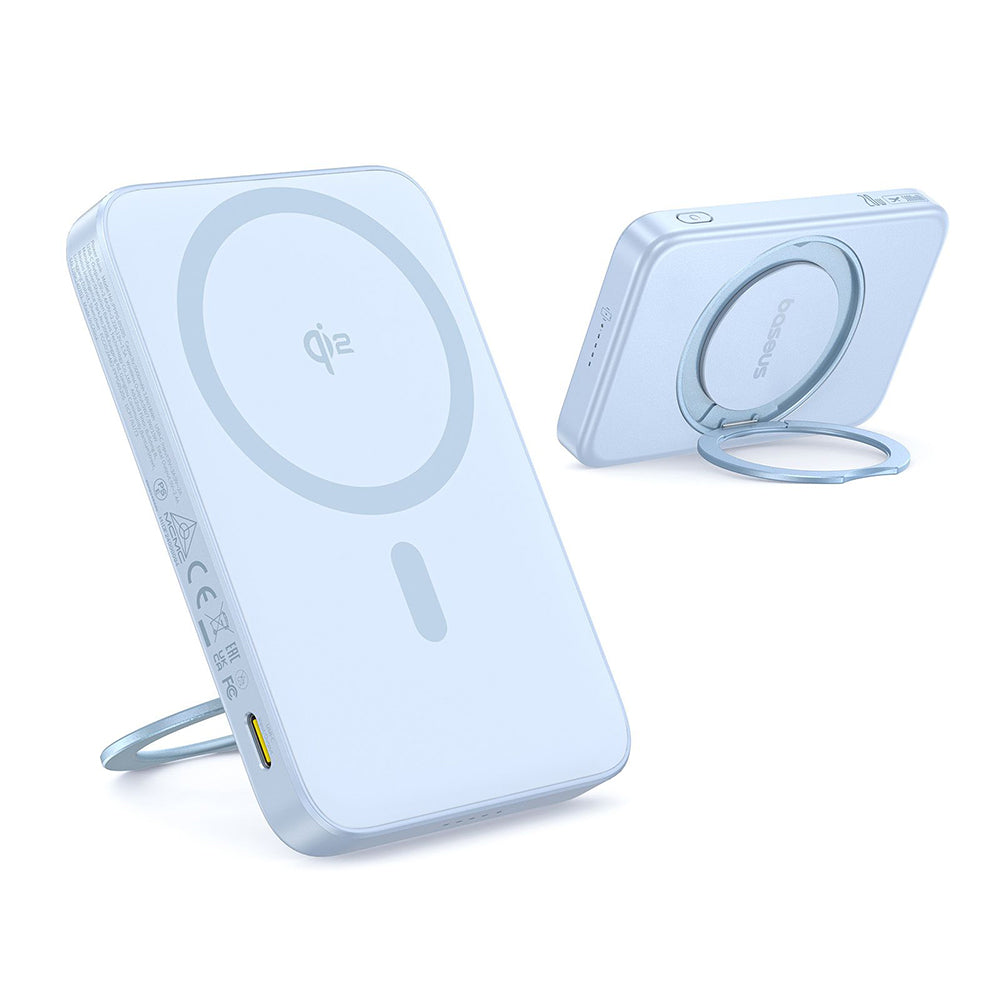 Batteria Esterna Wireless Baseus PicoGo, 5000mAh, 20W, PD + FQI, 1 x QI - 1 x USB-C, Blu P10076800313-00