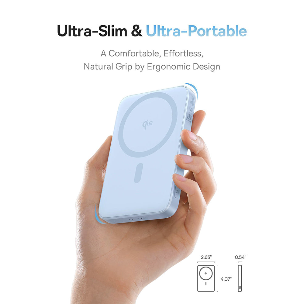 Batteria Esterna Wireless Baseus PicoGo, 5000mAh, 20W, PD + FQI, 1 x QI - 1 x USB-C, Blu P10076800313-00