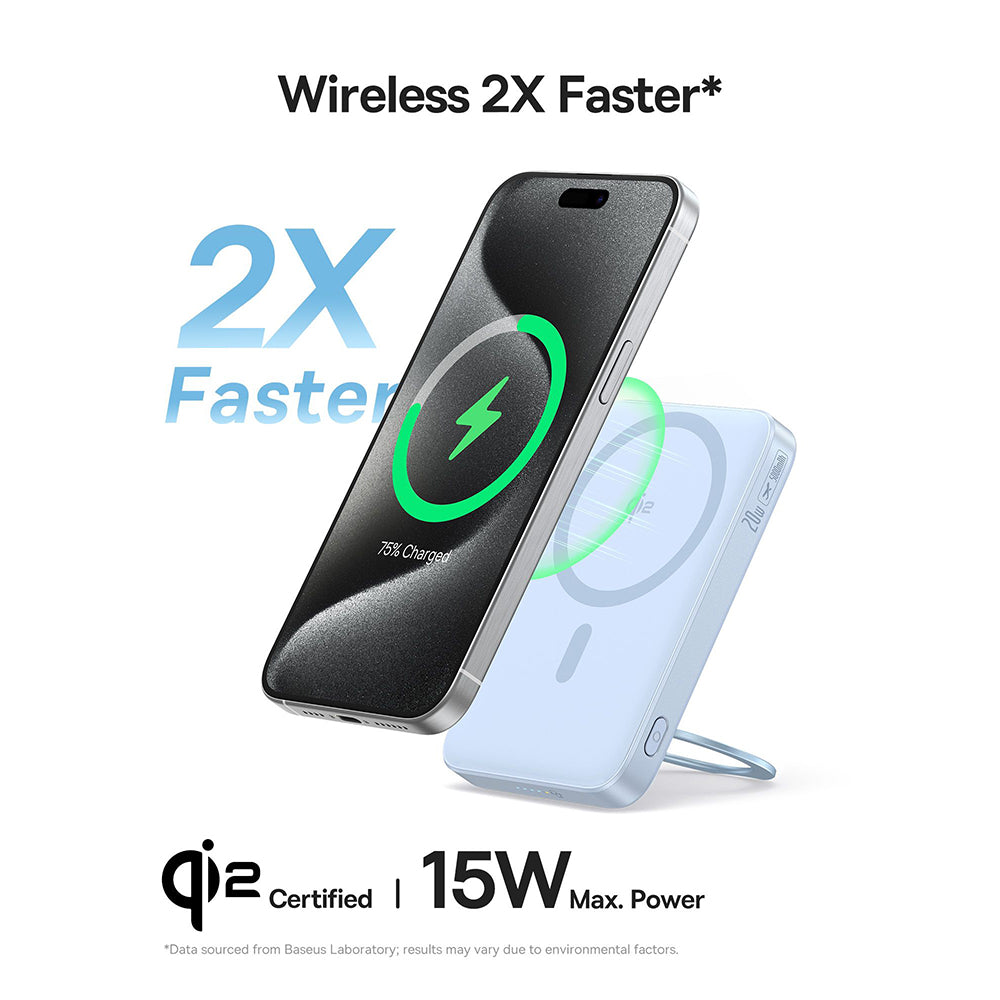 Batteria Esterna Wireless Baseus PicoGo, 5000mAh, 20W, PD + FQI, 1 x QI - 1 x USB-C, Blu P10076800313-00