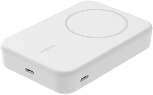 Belkin BoostCharge Pro Wireless External Battery with Kickstand, 10000mAh, 15W, FQI, 1 x QI - 1 x USB-C, White BPD008btWH