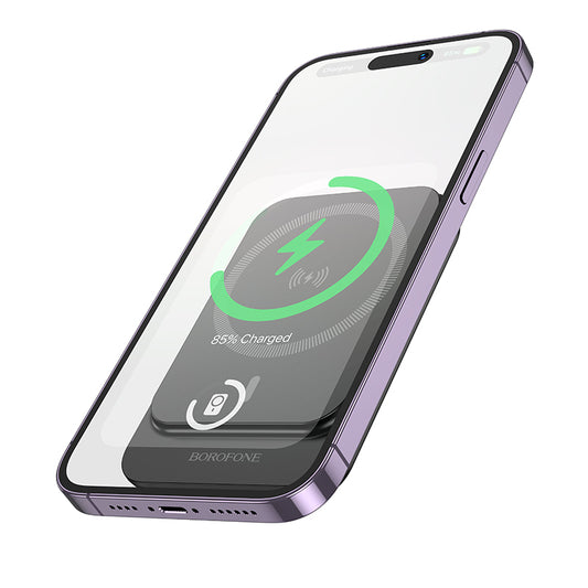 Batteria Esterna Wireless Borofone BJ63 Nimble, 5000mAh, 20W, PD + FQI, 1 x QI - 1 x USB-C, Nera