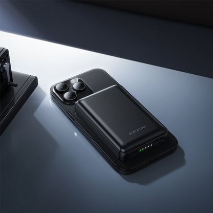 Batteria Esterna Wireless Borofone BJ82 Dawn, 5000mAh, 10W, 1 x QI - 1 x USB-A, Nera