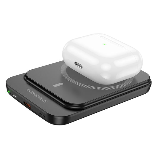 Batteria Esterna Wireless Borofone BJ63 Nimble, 5000mAh, 20W, PD + FQI, 1 x QI - 1 x USB-C, Nera