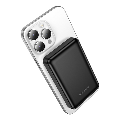 Batteria Esterna Wireless Borofone BJ82 Dawn, 5000mAh, 10W, 1 x QI - 1 x USB-A, Nera