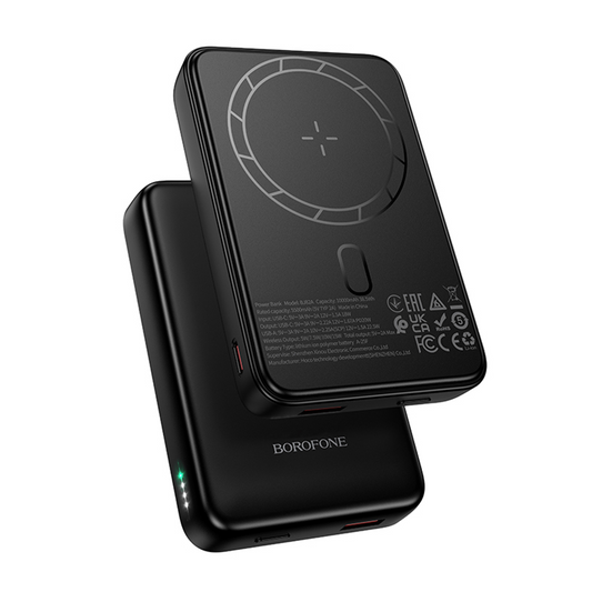 Batteria Esterna Wireless Borofone BJ82A Dawn, 10000mAh, 22.5W, QC + PD + FQI, 1 x QI - 1 x USB-A - 1 x USB-C, Nera