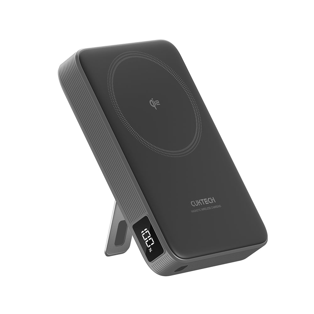 Cuktech WPB100 Wireless External Battery, 10000mAh, 30W, PD + FQI, 1 x QI - 1 x USB-C, Gray CUWPB100GLBK
