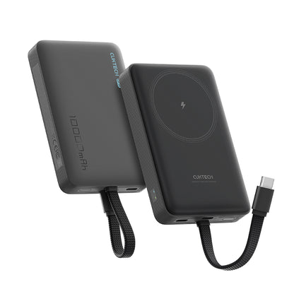 Batteria Esterna Wireless Cuktech WPB100L, 10000mAh, 22.5W, PD + FQI, 1 x QI - 2 x USB-C, Nera CKWPB100LGLBK