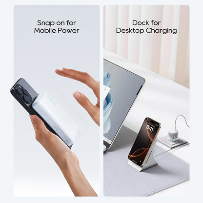 Batteria Esterna Wireless Cuktech WPB100N, 10000mAh, 20W, PD + FQI, 1 x QI - 1 x USB-C, Bianca CKWPB100NGLGR