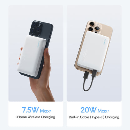 Batteria Esterna Wireless Cuktech WPB100N, 10000mAh, 20W, PD + FQI, 1 x QI - 1 x USB-C, Bianca CKWPB100NGLGR