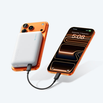 Batteria Esterna Wireless Cuktech WPB100N, 10000mAh, 20W, PD + FQI, 1 x QI - 1 x USB-C, Bianca CKWPB100NGLGR