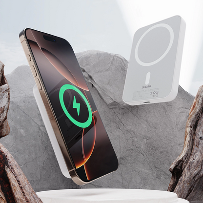 Batteria Esterna Wireless Dudao K26s, 5000mAh, 20W, PD + FQI, 1 x QI - 1 x USB-C, Bianca
