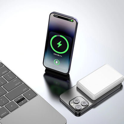 Batteria Esterna Wireless Dudao K14S, 5000mAh, 20W, QC + PD + FQI, 1 x QI - 1 x USB-A - 1 x USB-C, Bianca