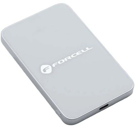Batteria Esterna Wireless Forcell F5K8, 5000mAh, 15W, PD + FQI, 1 x QI - 1 x USB-C, Bianca