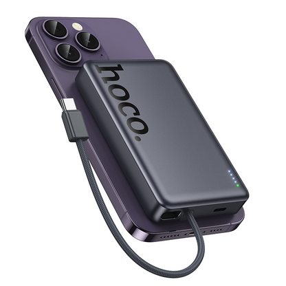 Batteria Esterna Wireless HOCO Q44, 10000mAh, 20W, PD + FQI, 1 x QI - 2 x USB-C, Grigio