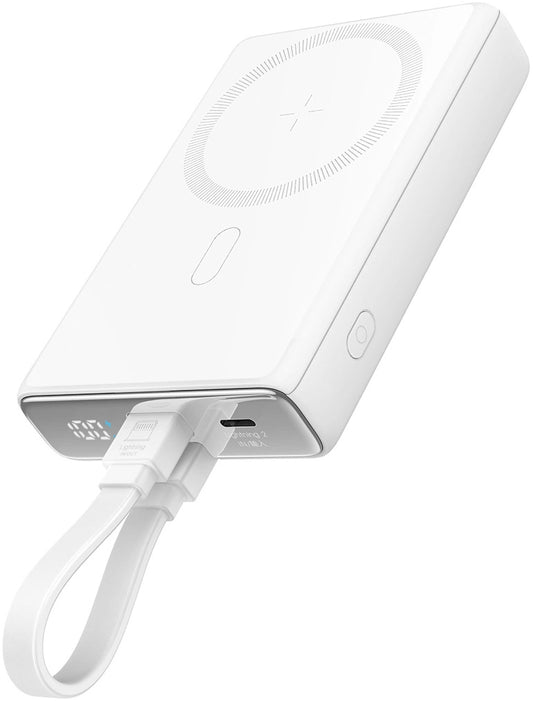 Batteria Esterna Wireless Joyroom JR-PBM01, 10000mAh, 20W, QC + PD + FQI, 1 x Lightning - 1 x QI - 1 x USB-C, Bianca