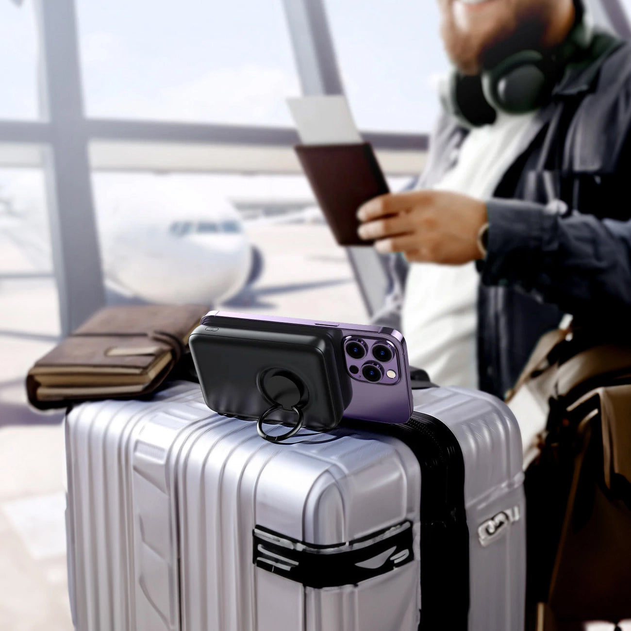 Batteria Esterna Wireless Joyroom JR-W050, 10000mAh, 20W, QC + PD + FQI, 1 x QI - 1 x USB-A - 1 x USB-C, Nera
