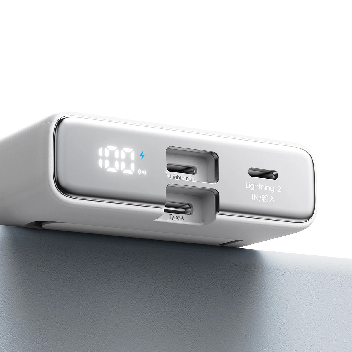 Joyroom JR-PBM01 Wireless External Battery, 10000mAh, 20W, QC + PD + FQI, 1 x Lightning - 1 x QI - 1 x USB-C, White