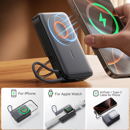 Batteria Esterna Wireless Joyroom JR-PBM02, 10000mAh, 22.5W, PD + FQI, 1 x QI - 2 x USB-C, Nera