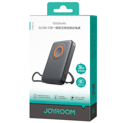 Batteria Esterna Wireless Joyroom JR-PBM02, 10000mAh, 22.5W, PD + FQI, 1 x QI - 2 x USB-C, Nera