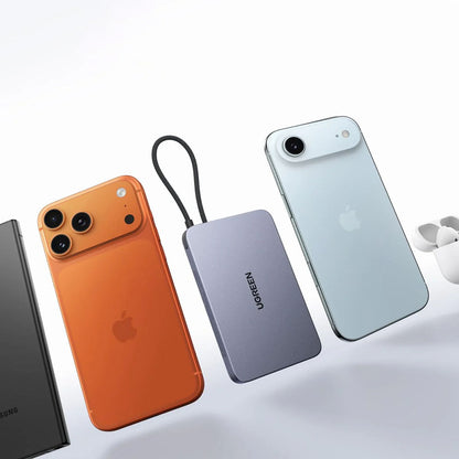 UGREEN PB570 Wireless Power Bank (65839B), 10000mAh, 30W, PD + FQI, 1 x QI - 2 x USB-C, Blue