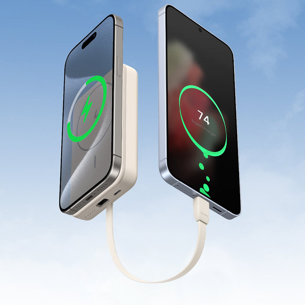 Batteria Esterna Wireless UGREEN PB760, 10000mAh, 20W, PD + FQI, 1 x QI - 1 x USB-C, Beige