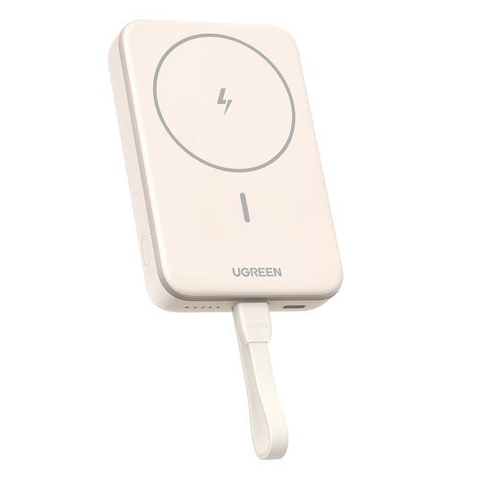 Batteria Esterna Wireless UGREEN PB760, 10000mAh, 20W, PD + FQI, 1 x QI - 1 x USB-C, Beige