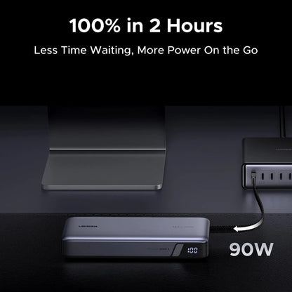 UGREEN PB726 External Battery (55995B), 25000mAh, 165W, QC + PD, 1 x USB-A - 3 x USB-C, Gray