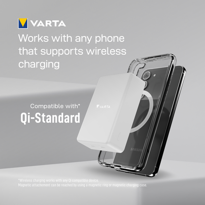 Batteria Esterna Wireless Varta Mag Pro, 10000mAh, 20W, 1 x QI - 2 x USB-C, Bianca