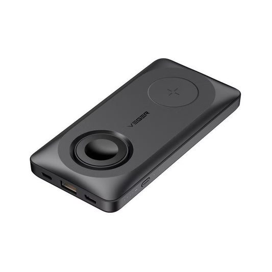Veger MagMulti W1156 Wireless External Battery, 10000mAh, 22.5W, QC + PD + FQI, 2 x QI - 1 x USB-A - 1 x USB-C, Black