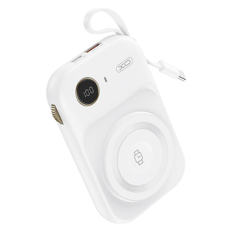 XO Design PR270 Wireless External Battery, 10000mAh, 22.5W, QC + PD + QI, 1 x QI - 1 x USB-A - 1 x USB-C, White