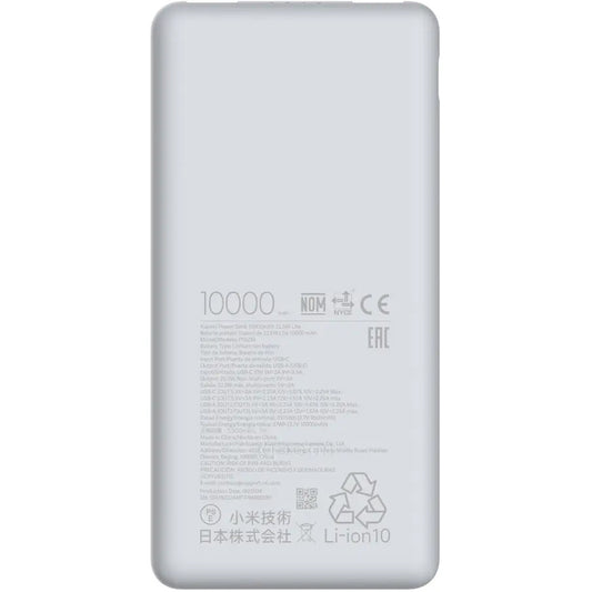 Batteria Esterna Xiaomi Lite, 10000mAh, 22.5W, QC + PD, 1 x USB-C - 2 x USB-A, Bianca BHR9350GL