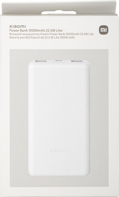 Batteria Esterna Xiaomi Lite, 10000mAh, 22.5W, QC + PD, 1 x USB-C - 2 x USB-A, Bianca BHR9350GL