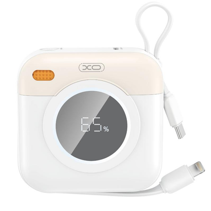 XO Design PR258 External Battery, 10000mAh, 20W, QC + PD, 1 x Lightning - 1 x USB-C, Beige