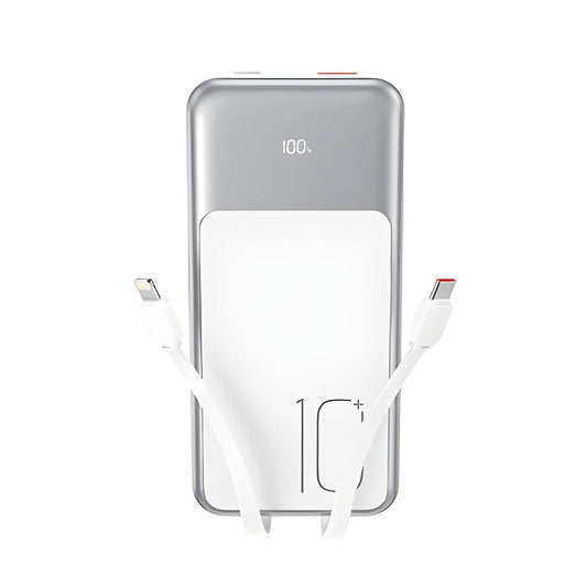 Batteria Esterna XO Design PR248, 10000mAh, 22.5W, QC + PD, 1 x Lightning - 1 x USB-A - 2 x USB-C, Bianca