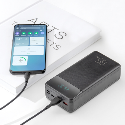 Batteria Esterna XO Design PR201, 30000mAh, 65W, QC + PD, 1 x USB-C - 2 x USB-A, Nera