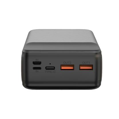 Batteria Esterna XO Design PR201, 30000mAh, 65W, QC + PD, 1 x USB-C - 2 x USB-A, Nera
