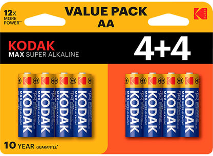 Batteria Kodak Max Alkaline, AA / LR6, Set 8 pezzi EKSTD30419902P8