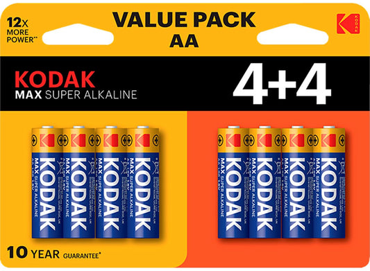 Kodak Max Alkaline Battery, AA / LR6, Set of 8 pieces EKSTD30419902P8