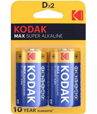 Batteria Kodak Max Alkaline, LR20, Set 2 pezzi