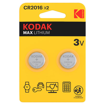 Batteria Kodak Max Lithium, CR2016, Set da 2 pezzi