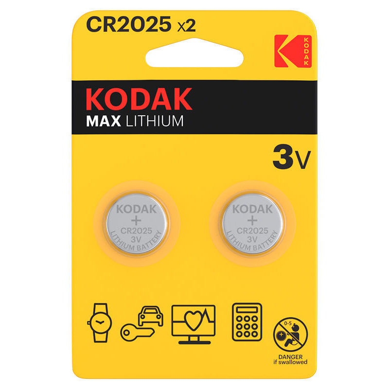 Kodak Max Lithium Battery, CR2025, Set of 2 pieces