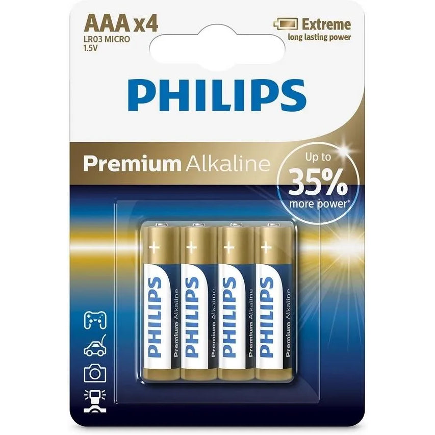Batteria Philips Premium, AAA / LR3, Set 4 pezzi Phil-LR03M4B/10