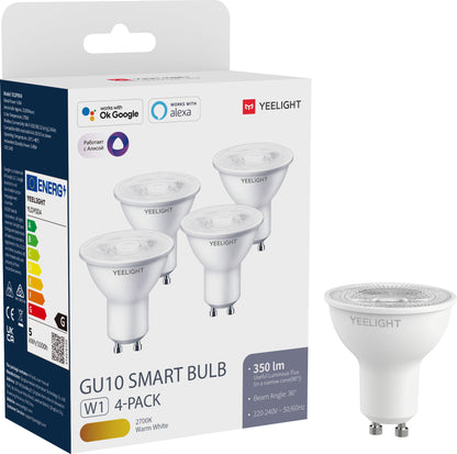 Lampadina LED Yeelight W1, Wi-Fi, GU10, 4.8W, 2700K, 350lm, Set 4 pezzi YLDP004
